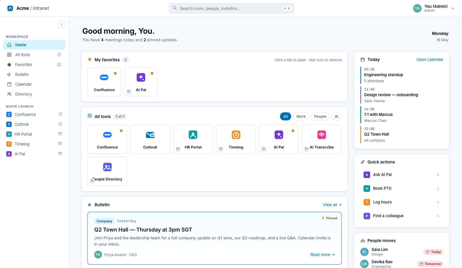 Claude Design company intranet prototype